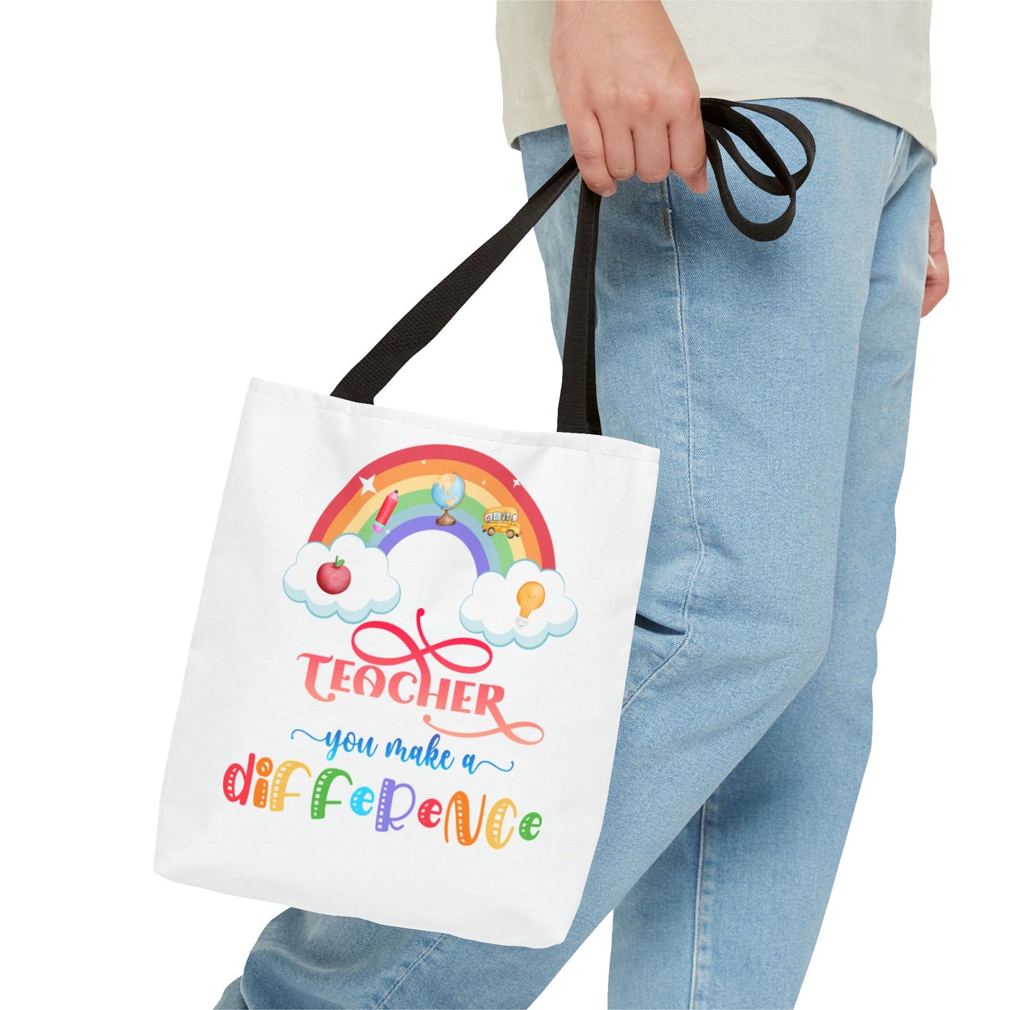 Teacher Appreciation Tote Bag, Inspirational Gift for Educators, Rainbow Design, School Bag, End of Year Present, Birthday Gift