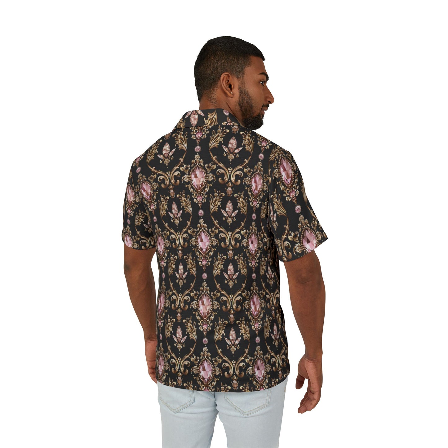 Stylish Hawaiian Camp Shirt for Men, Tropical Shirt, AOP Pattern Summer Wear, Beach Vacation Clothes, Casual Fashion Top
