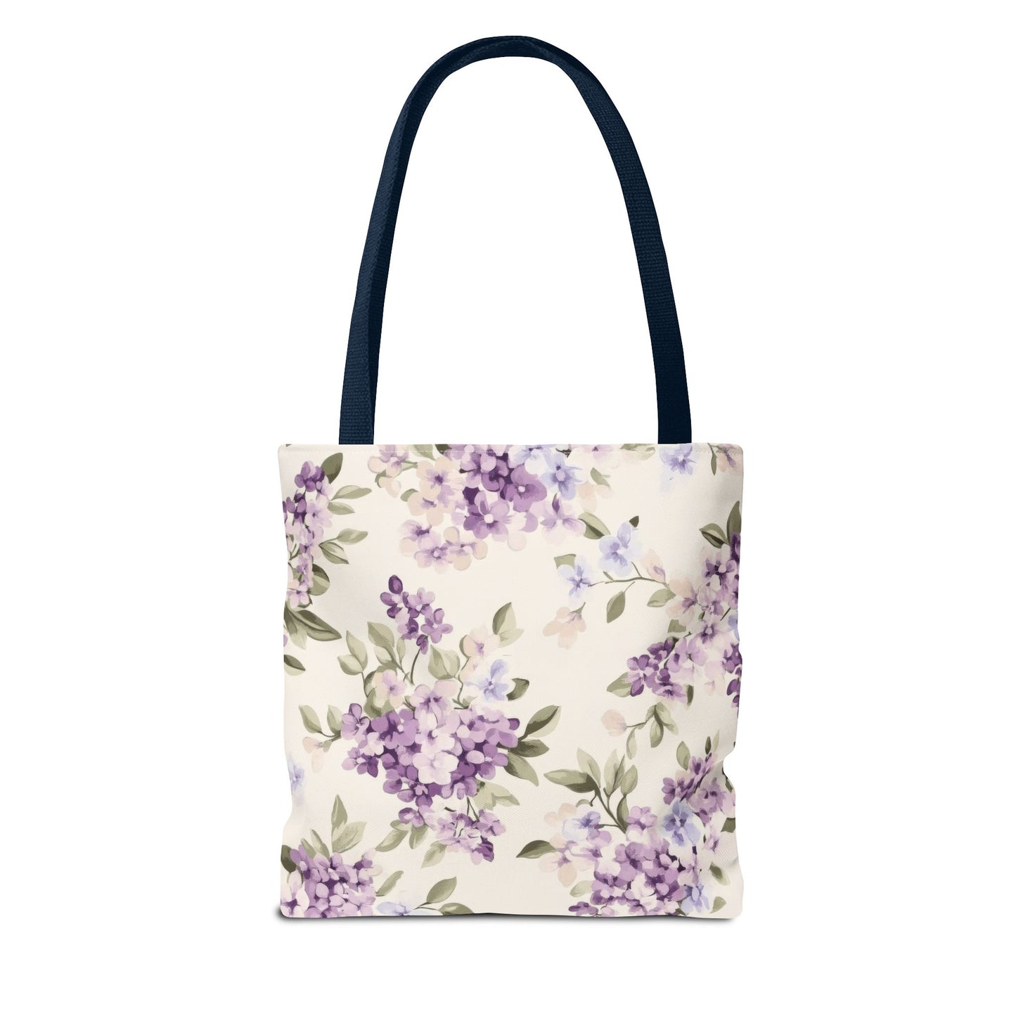 Floral Tote Bag, AOP Shopping Bag, Eco-Friendly Tote, Purple Flower Bag, Gift for Her, Reusable Market Bag, Spring Accessory