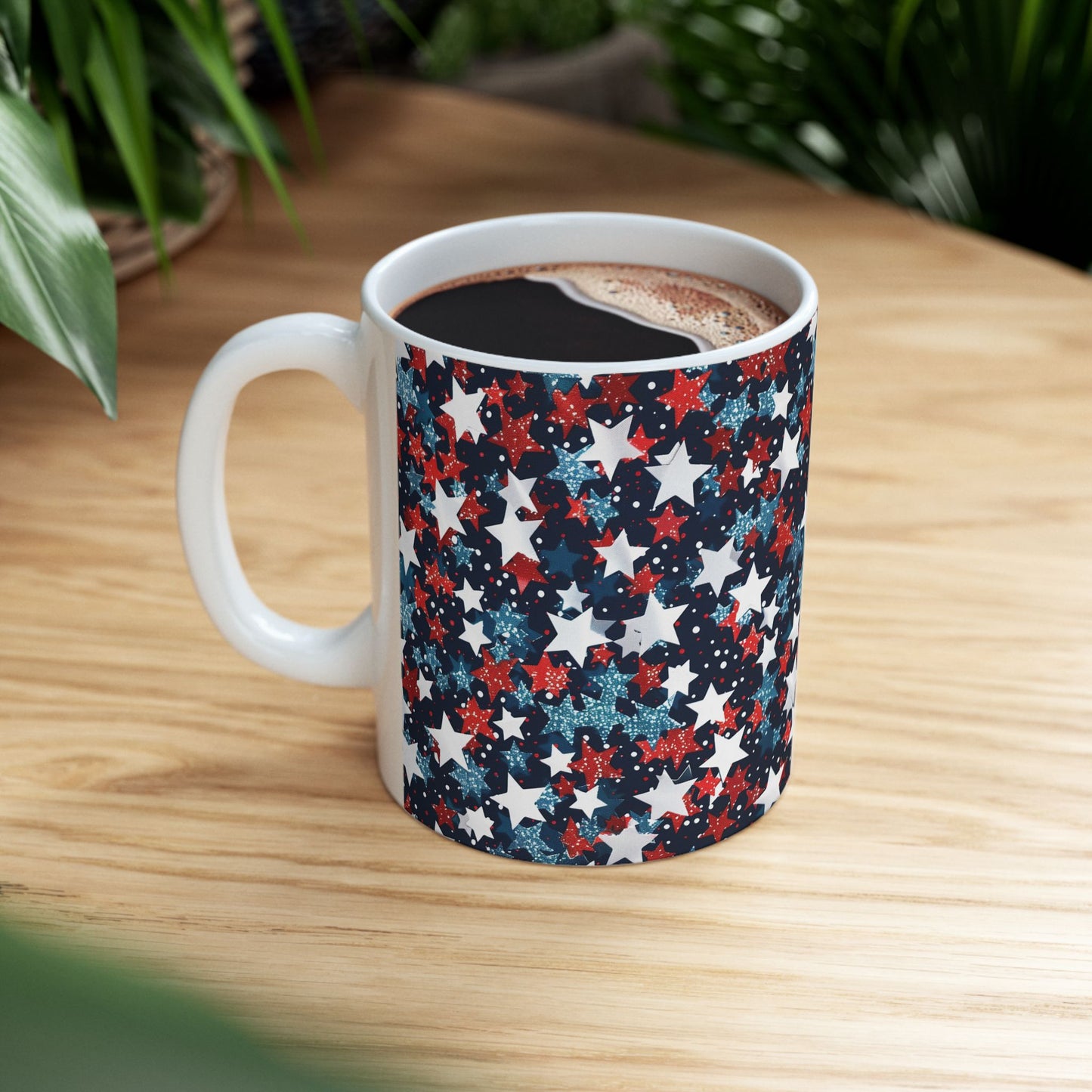 Patriotic Star Ceramic Mug, Coffee Cup, Tea Mug, Gifts for Her, Independence Day, American Flag Inspired