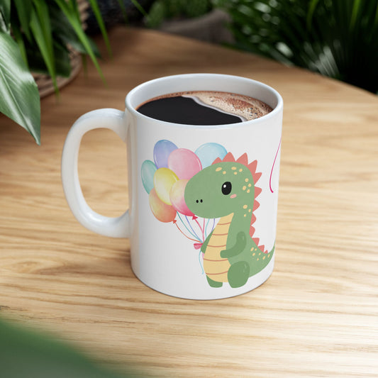 Happy Birthday Dinosaur Ceramic Mug - Fun & Colorful Gift for Kids