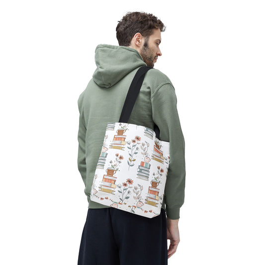 Book Lover's Floral Tote Bag, Perfect for Book Clubs, Library Visits, Eco-Friendly Gift, Reading Enthusiasts, Study Essentials