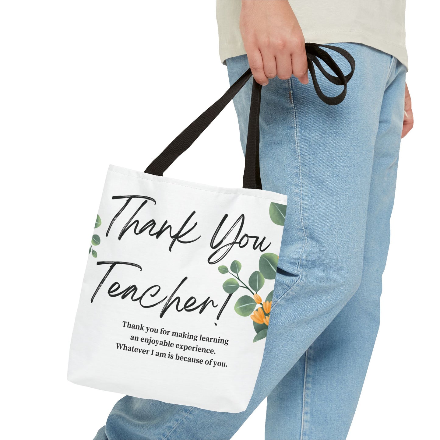 Thank You Teacher Tote Bag | Floral AOP Design | Appreciation Gift | Back to School | Teacher's Day | Eco-Friendly Carryall