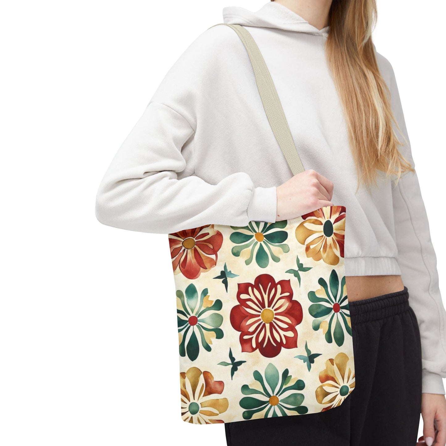 Boho Floral Tote Bag, Stylish Canvas Shopper, Eco-Friendly Bag, Beach, Travel, Grocery, Gift for Her