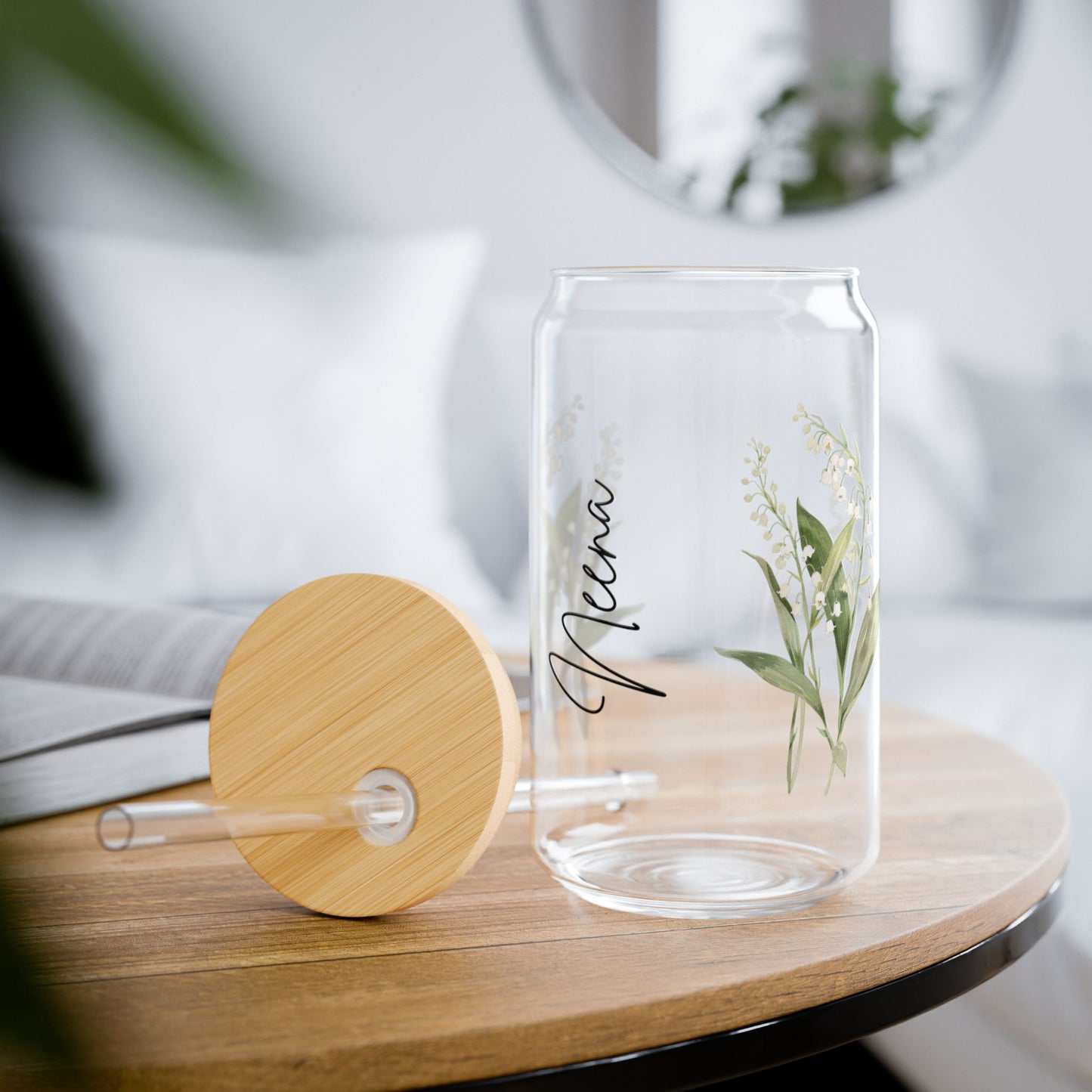 Stylish Sipper Glass with Floral Design, 16oz Glass Water Bottle, Eco-Friendly Beverage Container, Unique Gift for Nature Lovers, [...]