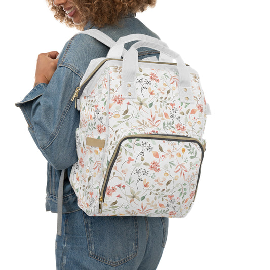 Floral Multifunctional Diaper Backpack - Stylish Baby Bag, Mom Must-Have, Travel-Friendly, Perfect Gift for New Parents