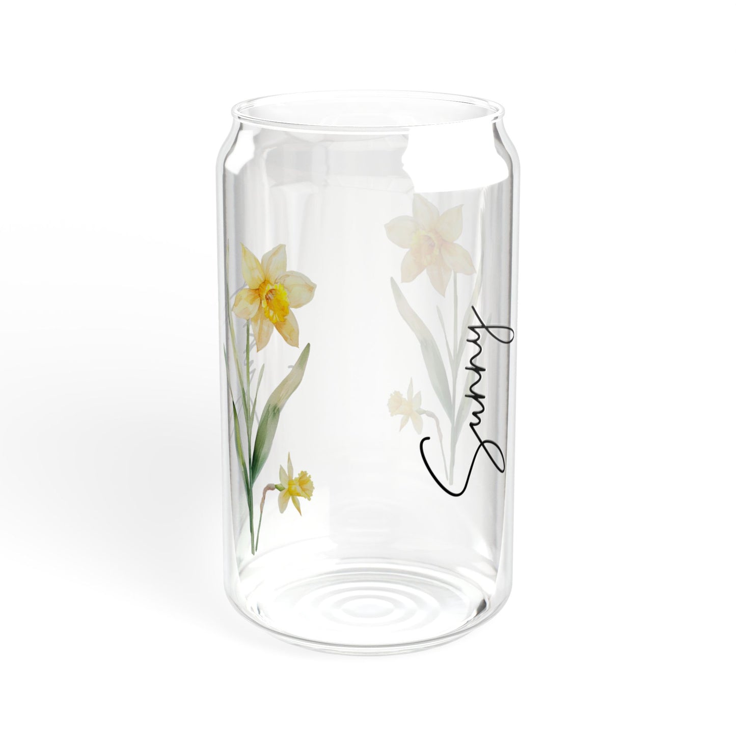 Sunny Floral Sipper Glass, 16oz - Eco-Friendly Drinkware, Travel Water Bottle, Summer Party Decor, Gift for Her, Flower Lover's Mug