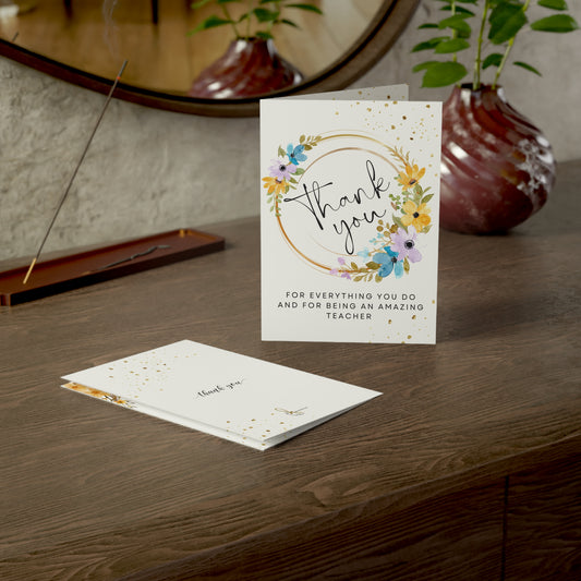 Teacher Appreciation Greeting Cards Set - Thank You Cards for Educators, Classroom Gifts, Thank You Notes, Floral Design, Stationery, [...]
