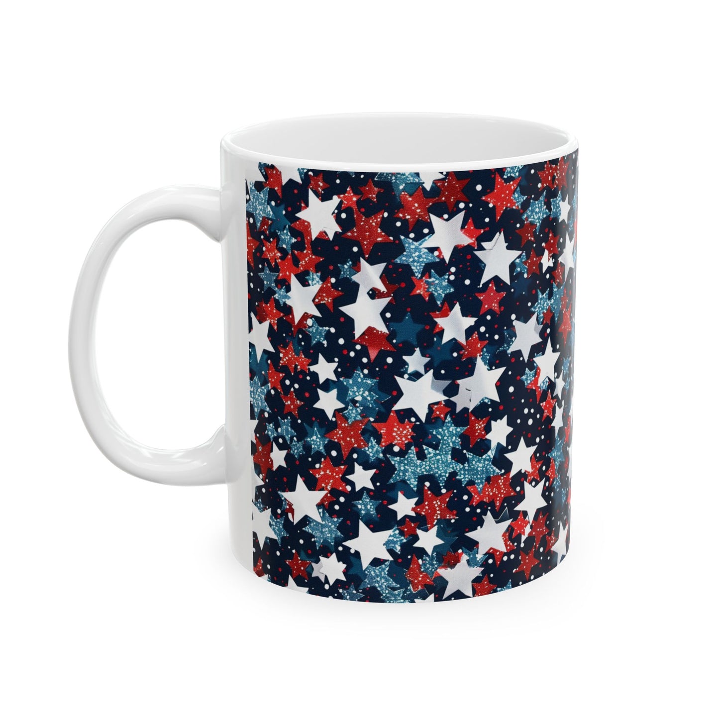 Patriotic Star Ceramic Mug, Coffee Cup, Tea Mug, Gifts for Her, Independence Day, American Flag Inspired