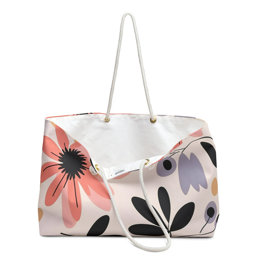 Floral Weekender Bag, Travel Tote, Beach Bag, Overnight Bag, Floral Design, Summer Accessories