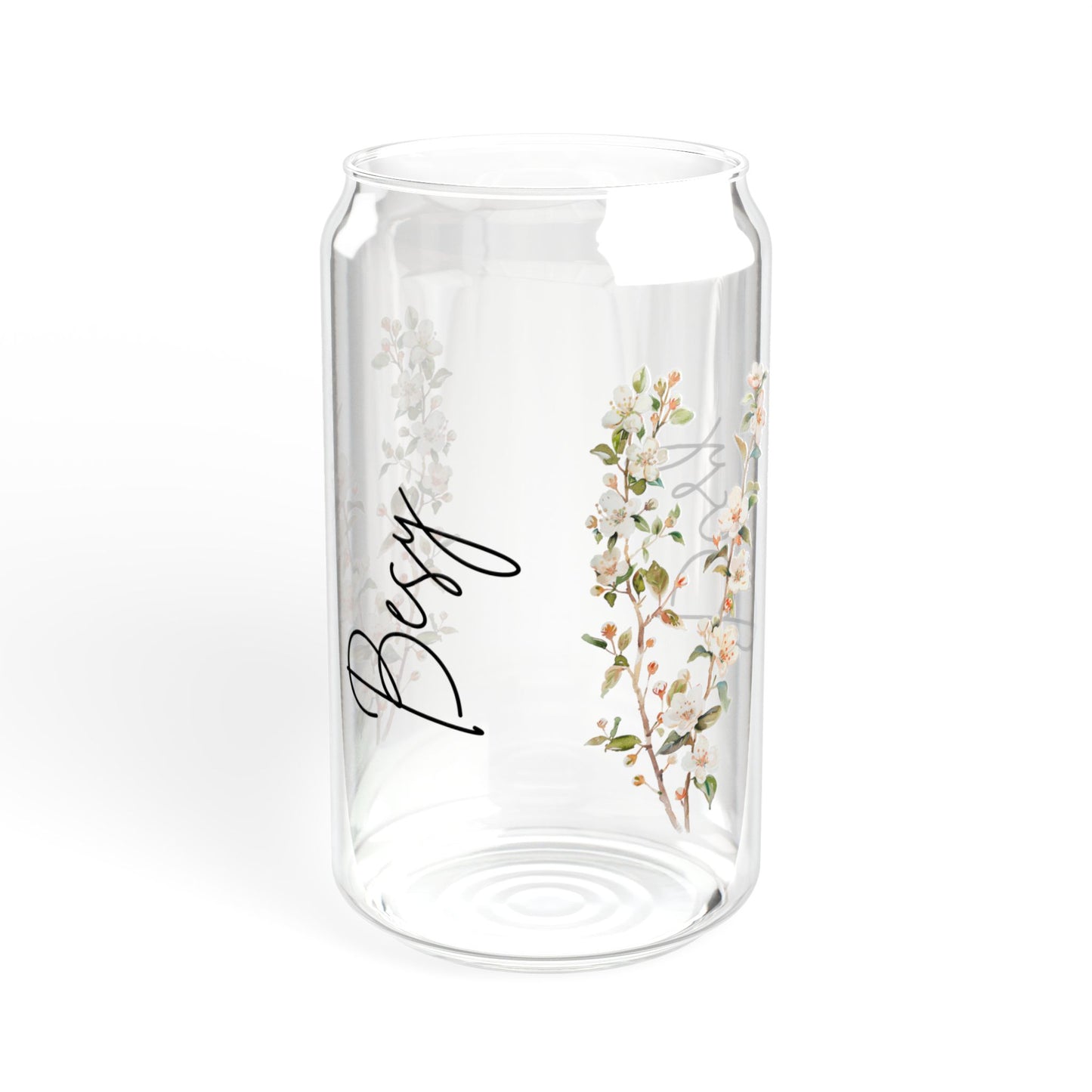 Floral Sipper Glass, 16oz | Eco-Friendly Drinkware, Perfect for Summer, Water Bottle, Clear Glass Cup, Gift for Friends