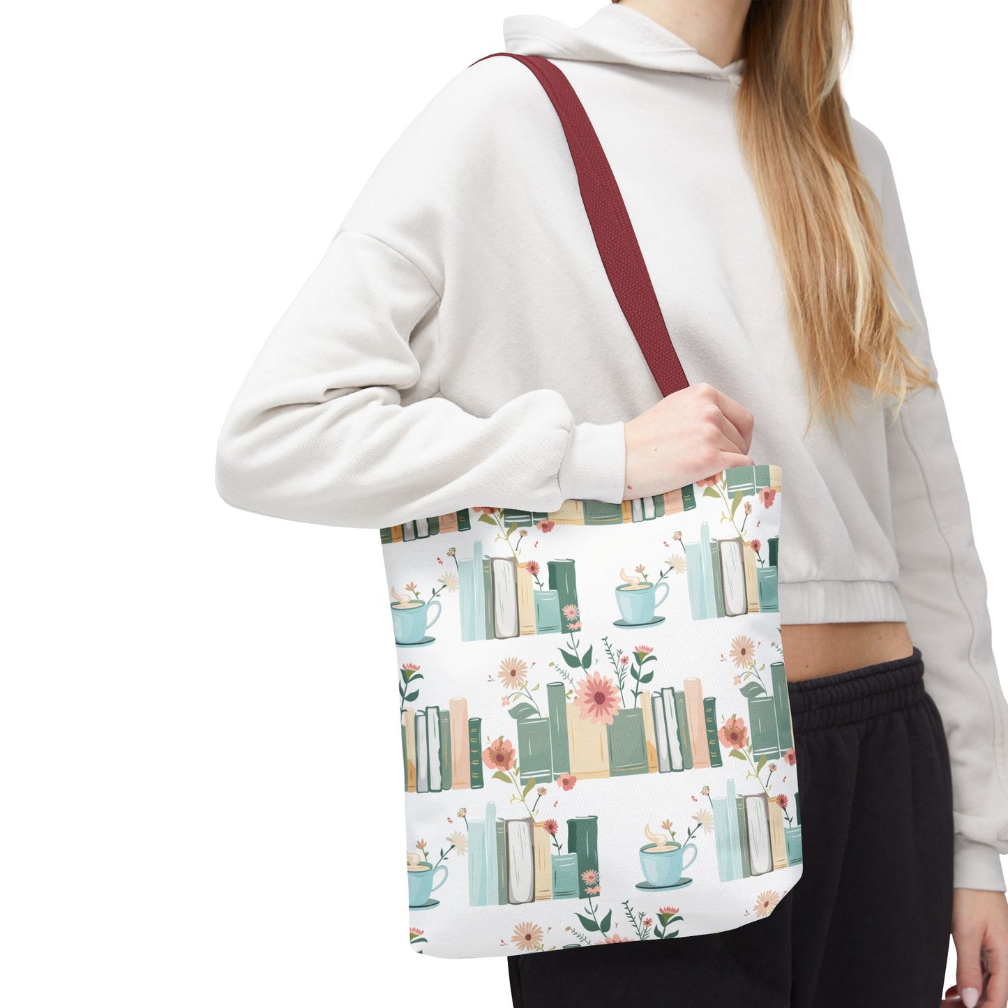 Book Lovers Floral Tote Bag, Eco-Friendly Shopping Bag, Library Tote, Gift for Readers, Canvas Handbag, Botanical Design