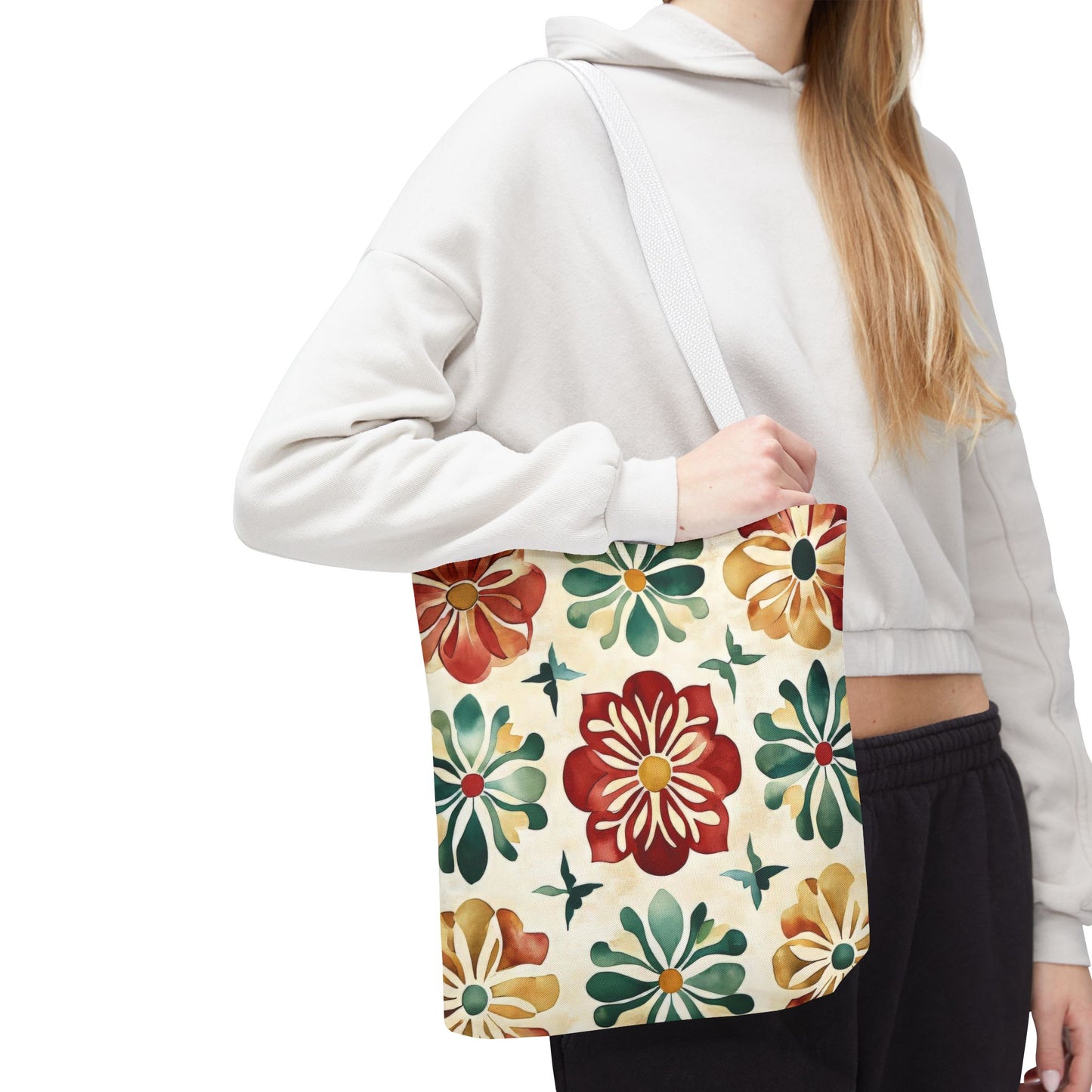 Boho Floral Tote Bag, Stylish Canvas Shopper, Eco-Friendly Bag, Beach, Travel, Grocery, Gift for Her