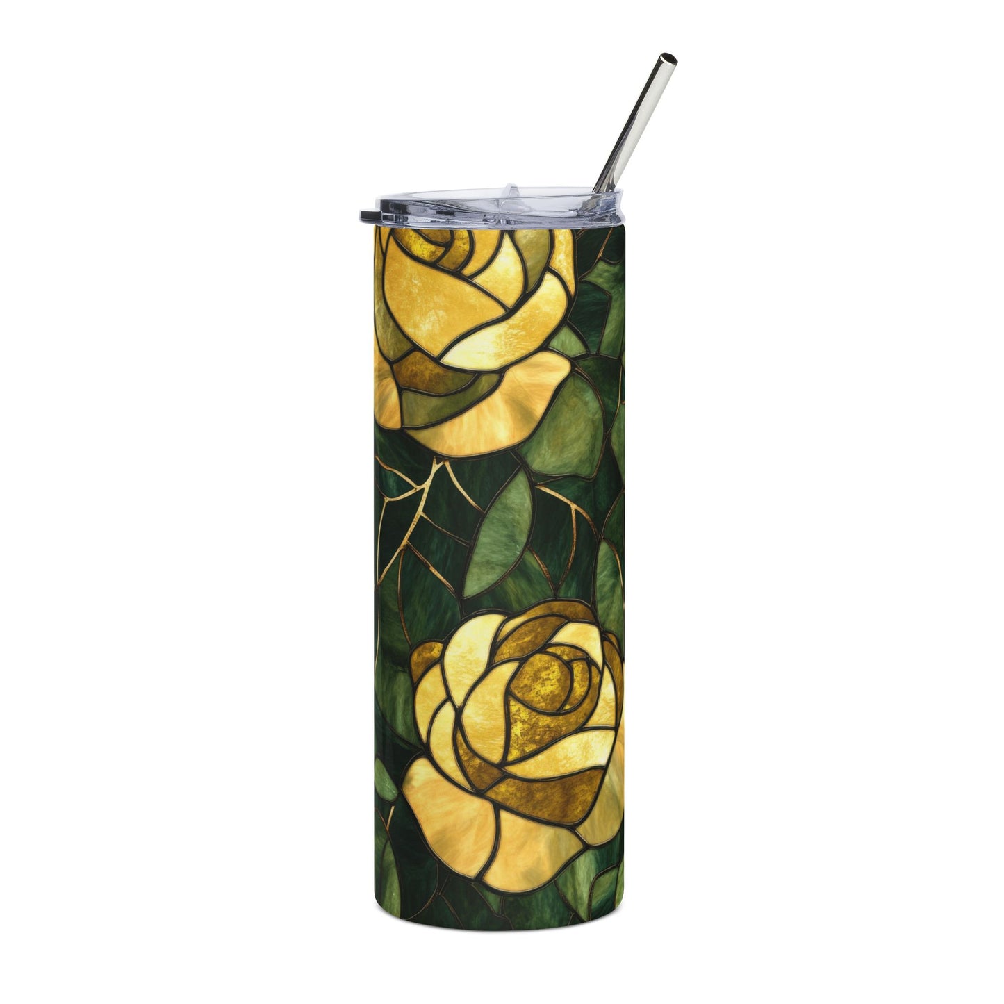 Elegant Floral Stainless Steel Tumbler, 20oz | Insulated Travel Mug | Perfect Gift for Tea and Coffee Lovers, Nature Lovers, Home Decoration