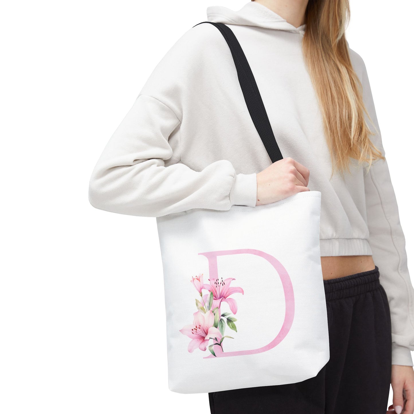 Personalized Floral Tote Bag, Custom Initial Tote, Eco-Friendly Shopping Bag, Gift for Her, Monogrammed Bag