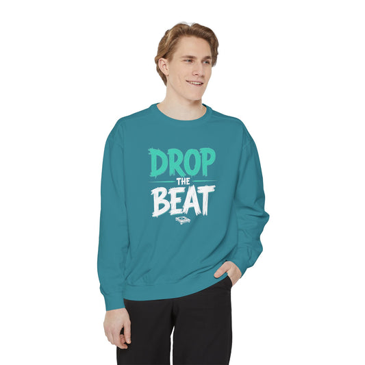 Drop the Beat Sweatshirt, Cozy Music Sweatshirt, Unisex Graphic Apparel, Perfect for Concerts, Unique Gift for Music Lovers