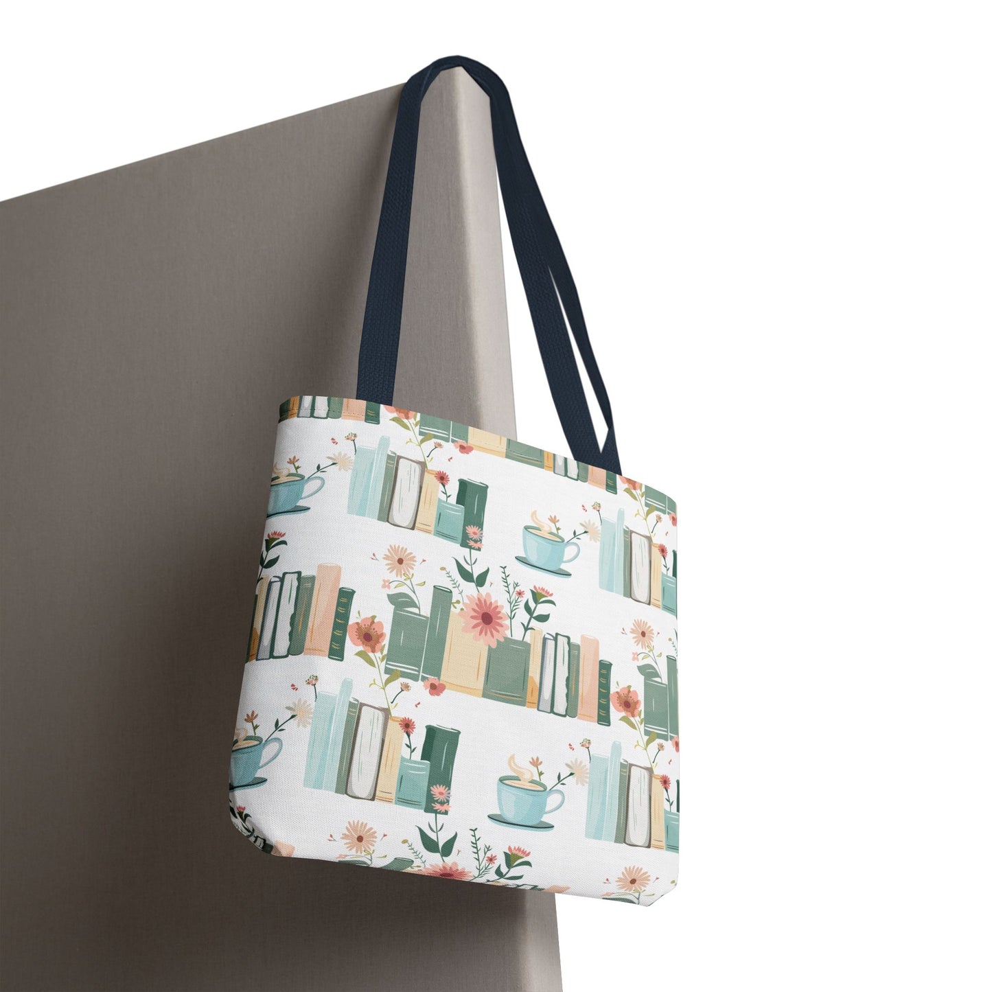 Book Lovers Floral Tote Bag, Eco-Friendly Shopping Bag, Library Tote, Gift for Readers, Canvas Handbag, Botanical Design