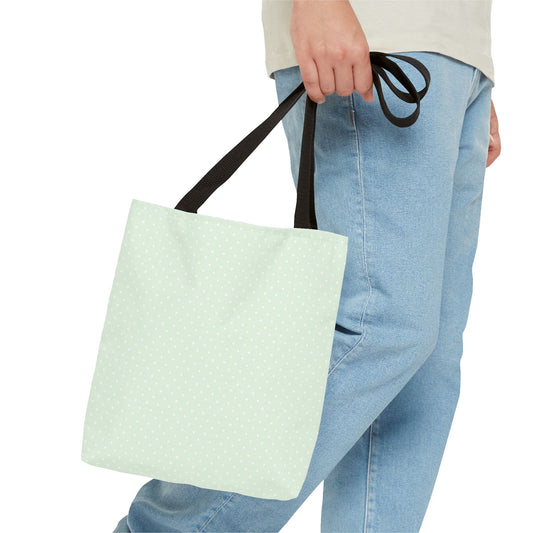 Mint Polka Dot Tote Bag | Stylish Eco-Friendly Day Bag, Beach Tote, Shopping Bag, Gift for Her, Everyday Purse