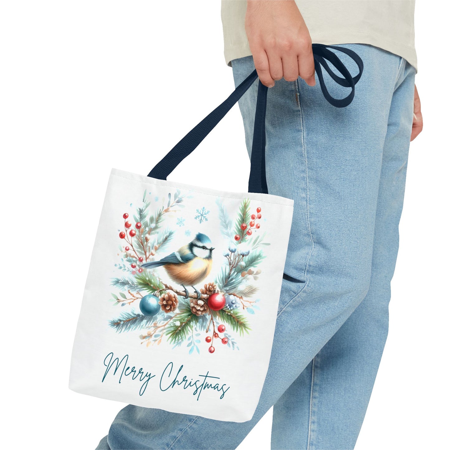 Merry Christmas Bird Design Tote Bag