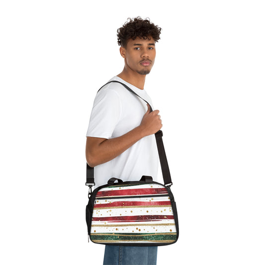 Chic Fitness Handbag with Festive Stripes, Gym Bag, Sports Tote, Holiday Workout Accessory, Stylish Travel Bag, Fitness Gifts