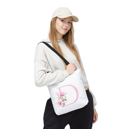 Personalized Floral Tote Bag, Custom Initial Tote, Eco-Friendly Shopping Bag, Gift for Her, Monogrammed Bag