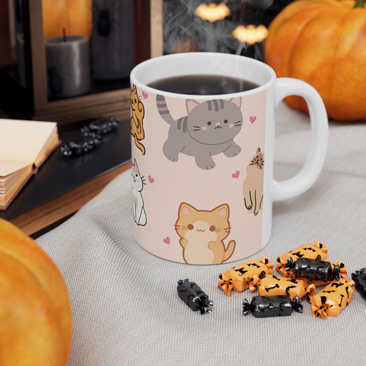 Cute Cat Lover Ceramic Mug - Adorable Animal Design for Coffee & Tea