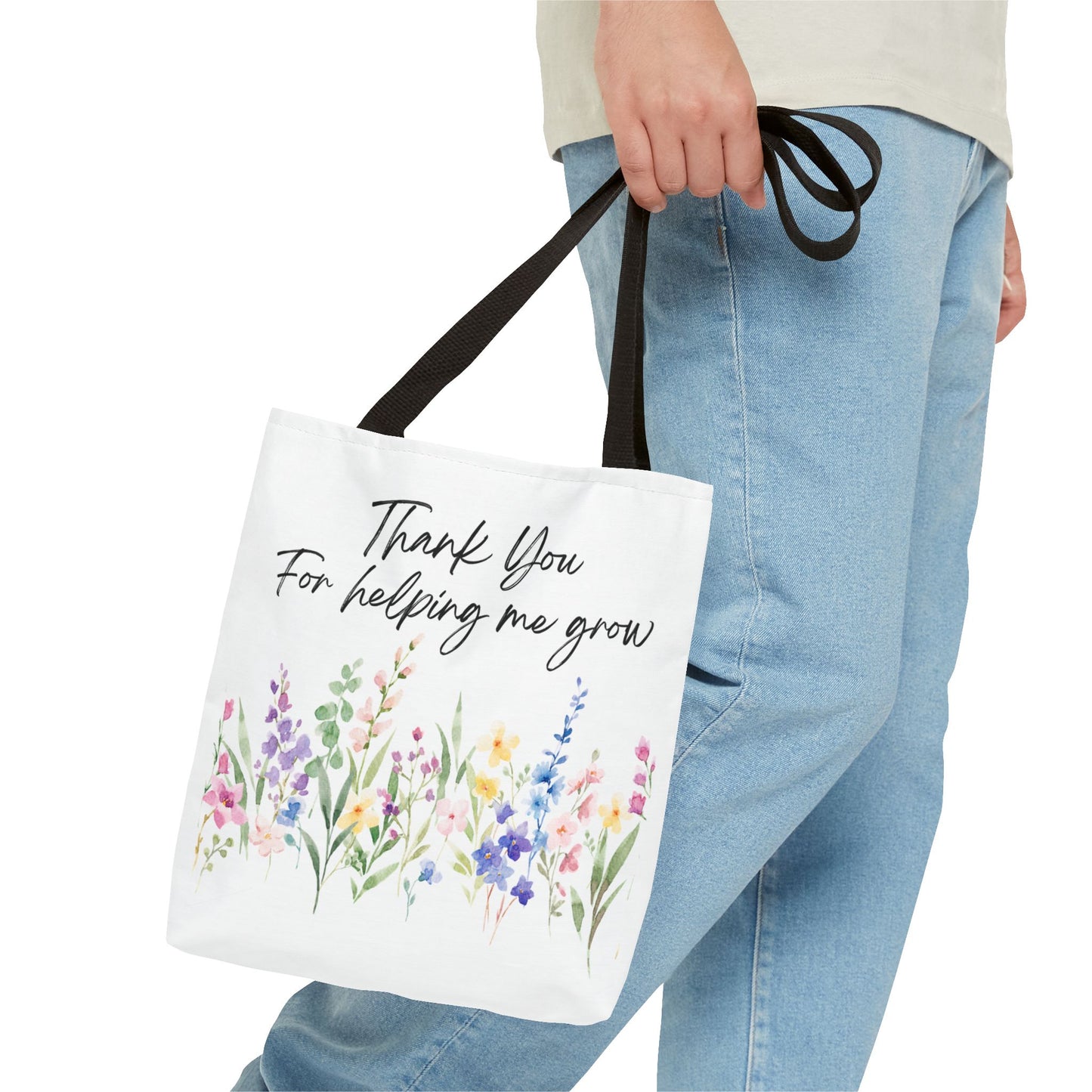 Thank You Floral Tote Bag, Appreciation Gift, Eco-Friendly Bag, Wedding Favor, Teacher's Gift, Summer Tote, Gardening Accessory