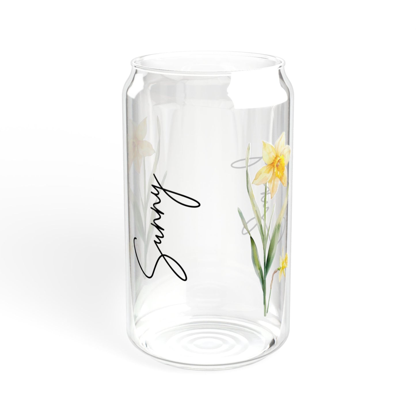 Sunny Floral Sipper Glass, 16oz - Eco-Friendly Drinkware, Travel Water Bottle, Summer Party Decor, Gift for Her, Flower Lover's Mug