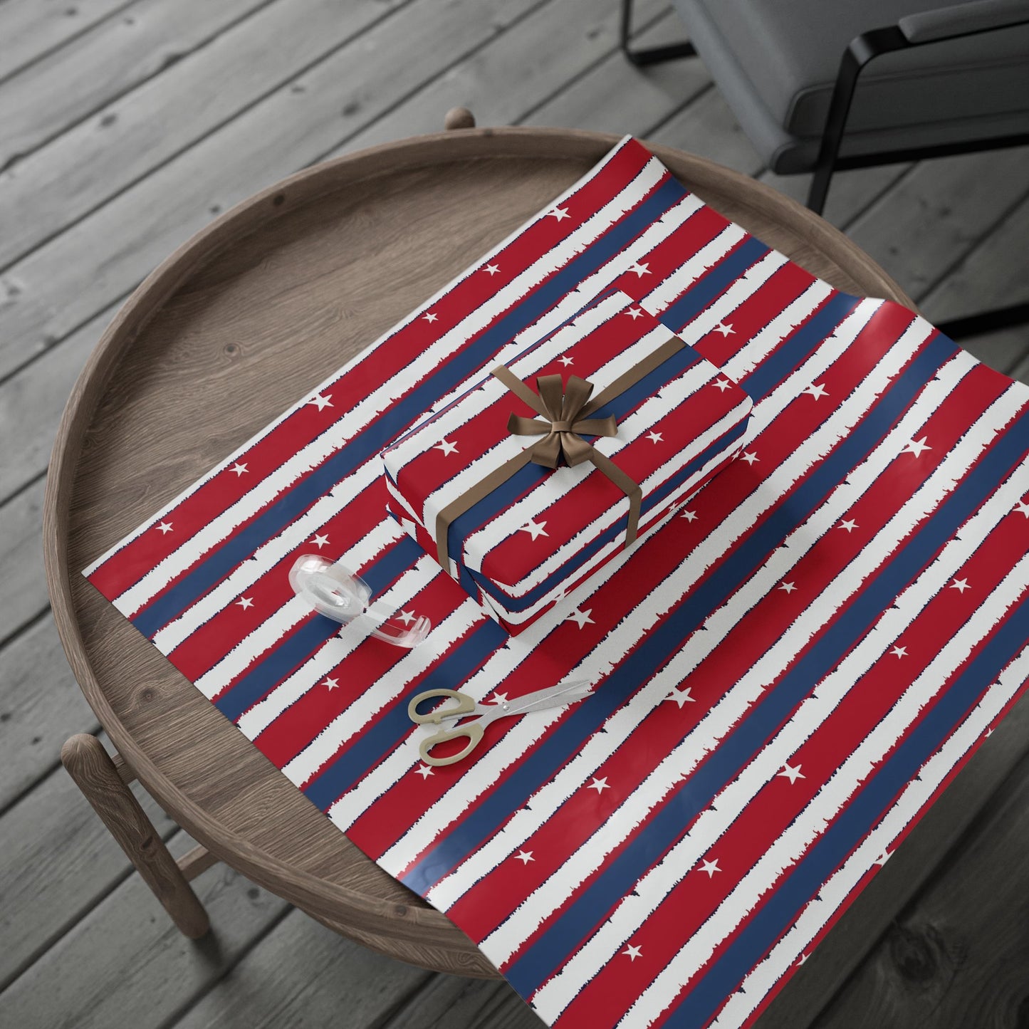 Patriotic Wrapping Paper | Red White Blue Gift Wrap for Independence Day, Memorial Day, Birthday, Holiday Events