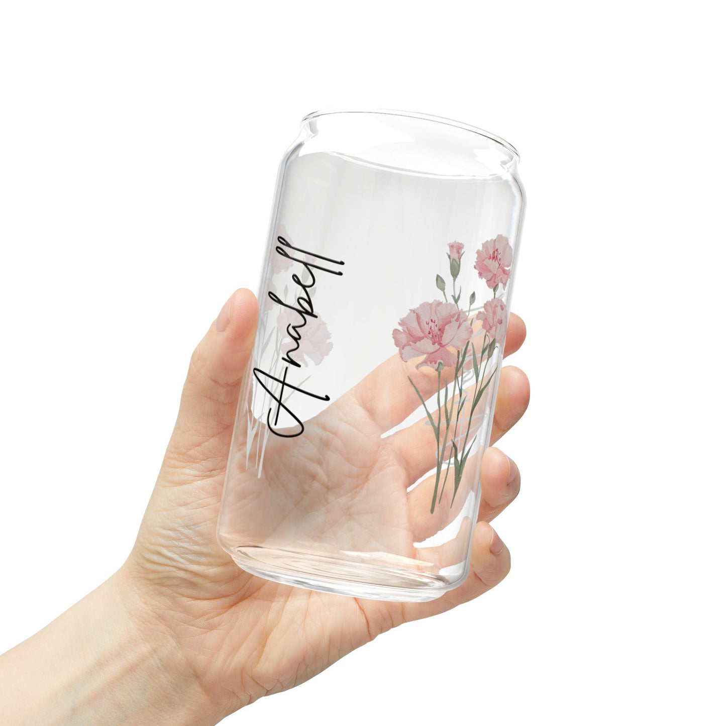 Floral Sipper Glass - 16oz Hydration Jar, Reusable Drinkware, Eco-Friendly, Kitchen Decor, Personalized Gift, Summer Essentials