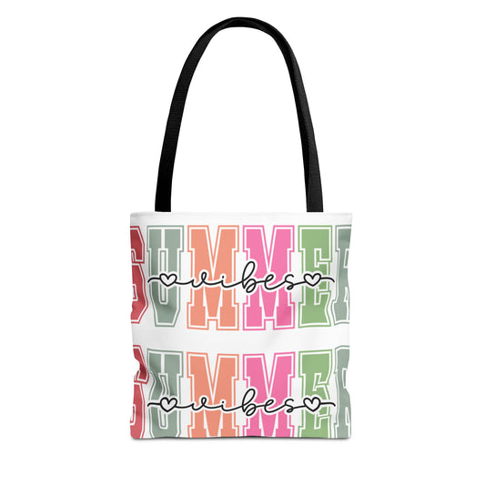 Colorful Summer Vibes Tote Bag, Beach Bag, Shopping Tote, Eco-Friendly Carryall, Vacation Essentials