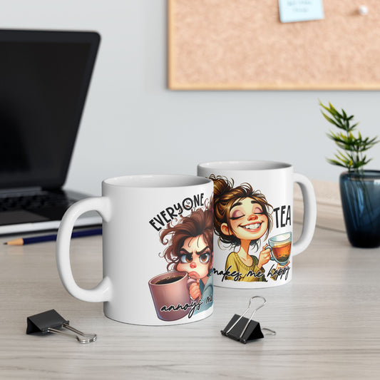 Whimsical Ceramic Mug for Coffee Lovers, Unique Gift Idea, Cute Artwork, Everyday Use, Fun Home Decor