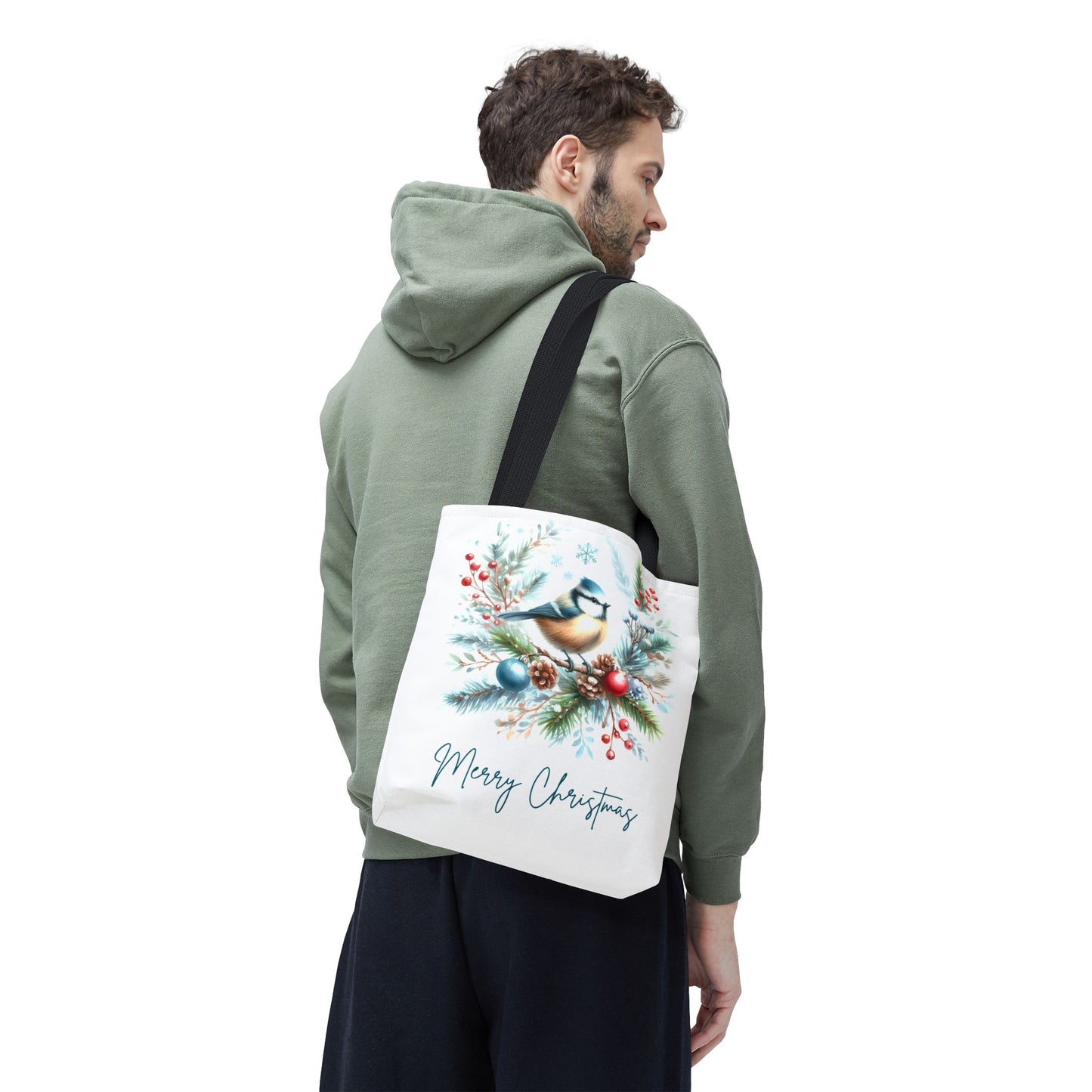 Merry Christmas Bird Design Tote Bag