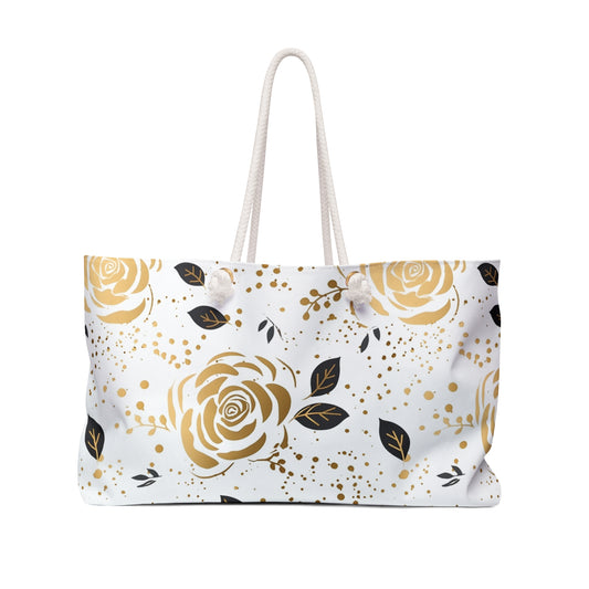 Elegant Floral Weekender Bag - Travel Tote, Overnight Bag, Beach Bag, Gift for Her, Floral Design