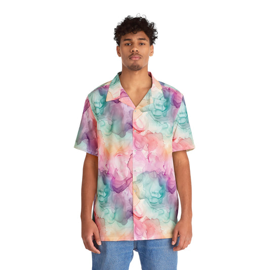 Vibrant AOP Men's Hawaiian Shirt, Summer Beachwear, Colorful Button-Up, Tropical Vacation Outfit, Gift for Him, Great for Parties