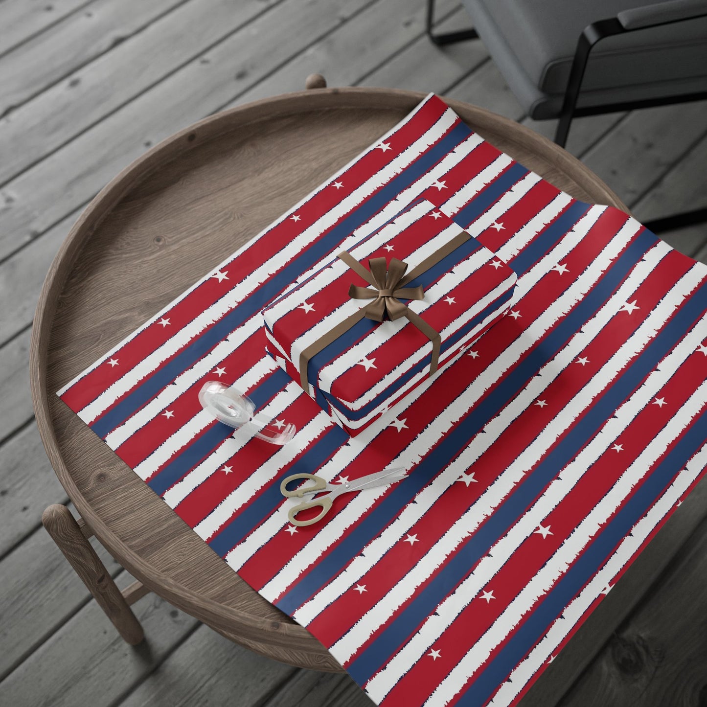 Patriotic Wrapping Paper | Red White Blue Gift Wrap for Independence Day, Memorial Day, Birthday, Holiday Events