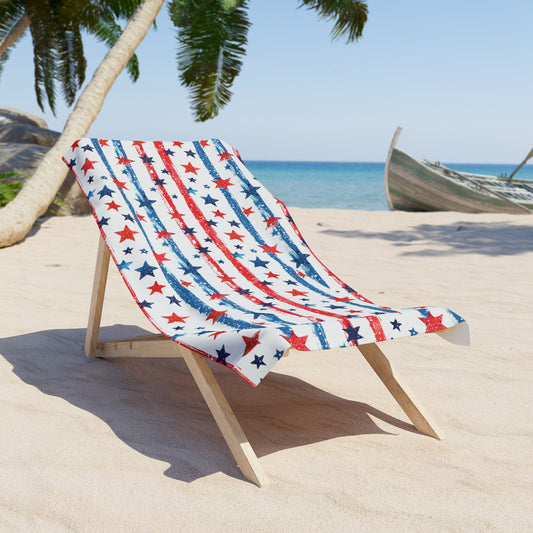Patriotic Beach Towel, Star Pattern Summer Towel, Poolside Essential, July 4th Gift, Outdoor Picnic Accessory