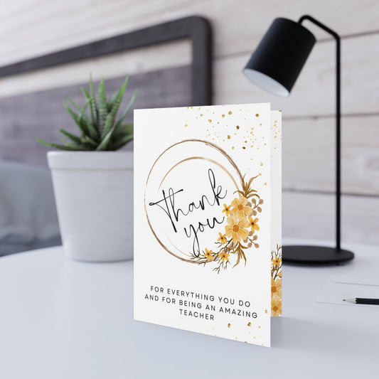 Elegant Thank You Greeting Cards for Teachers, Appreciation Notes, Teacher Gifts, Thank You Cards, Floral Design