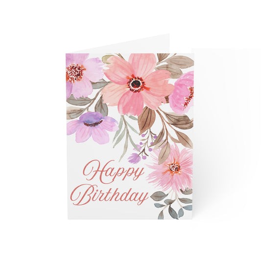 Floral Birthday Greeting Cards Set - 1, 10, 30, or 50pcs