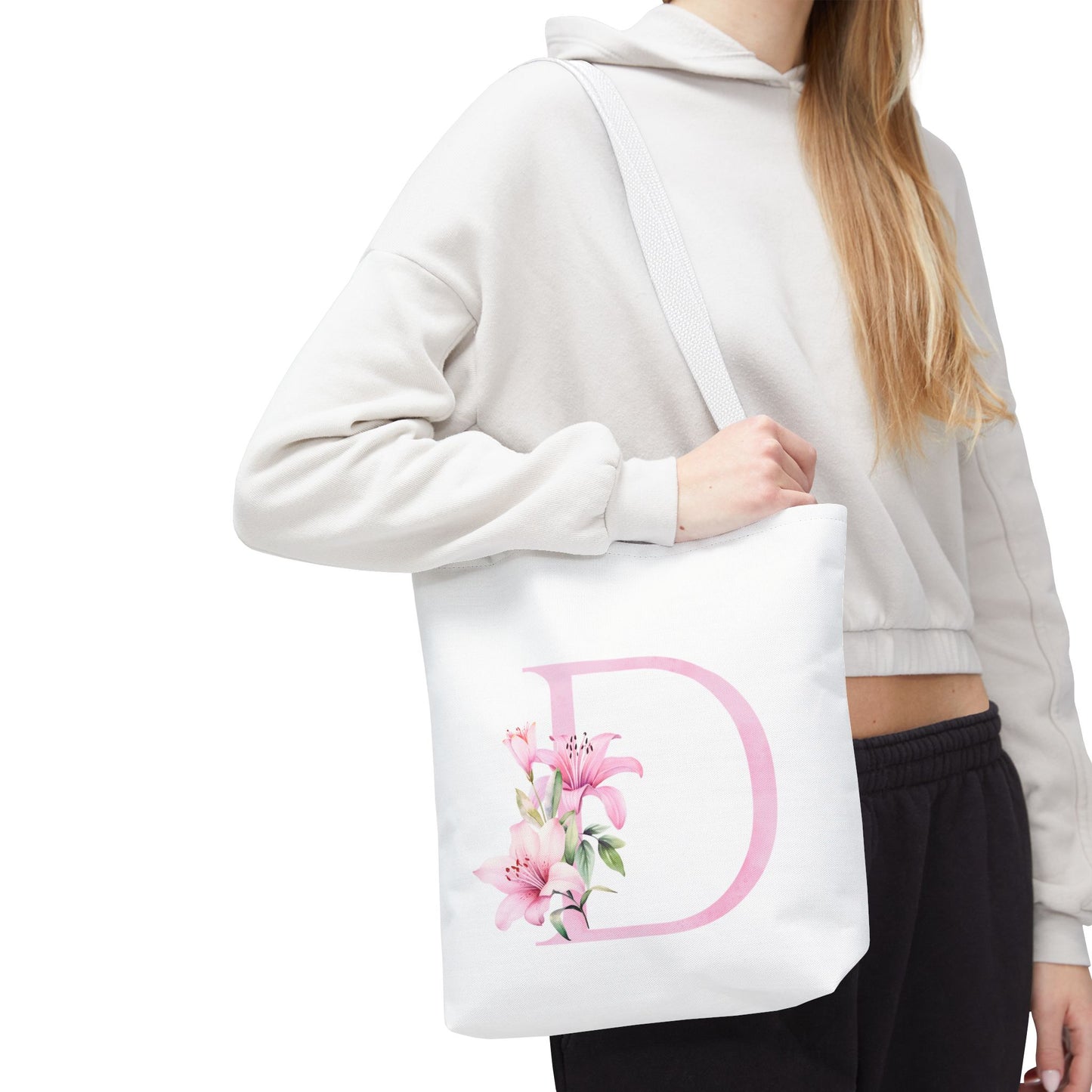 Personalized Floral Tote Bag, Custom Initial Tote, Eco-Friendly Shopping Bag, Gift for Her, Monogrammed Bag