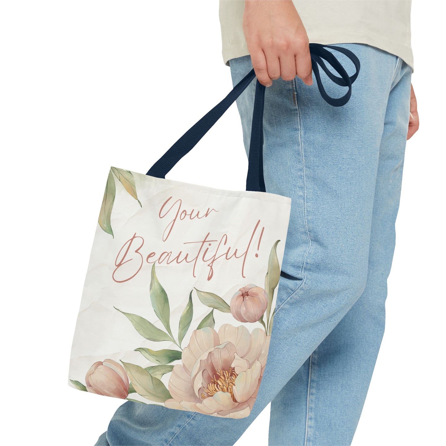 Your Beautiful Floral Tote Bag, Inspirational Tote, Eco-Friendly Tote, Gift for Mom, Fashionable Grocery Bag