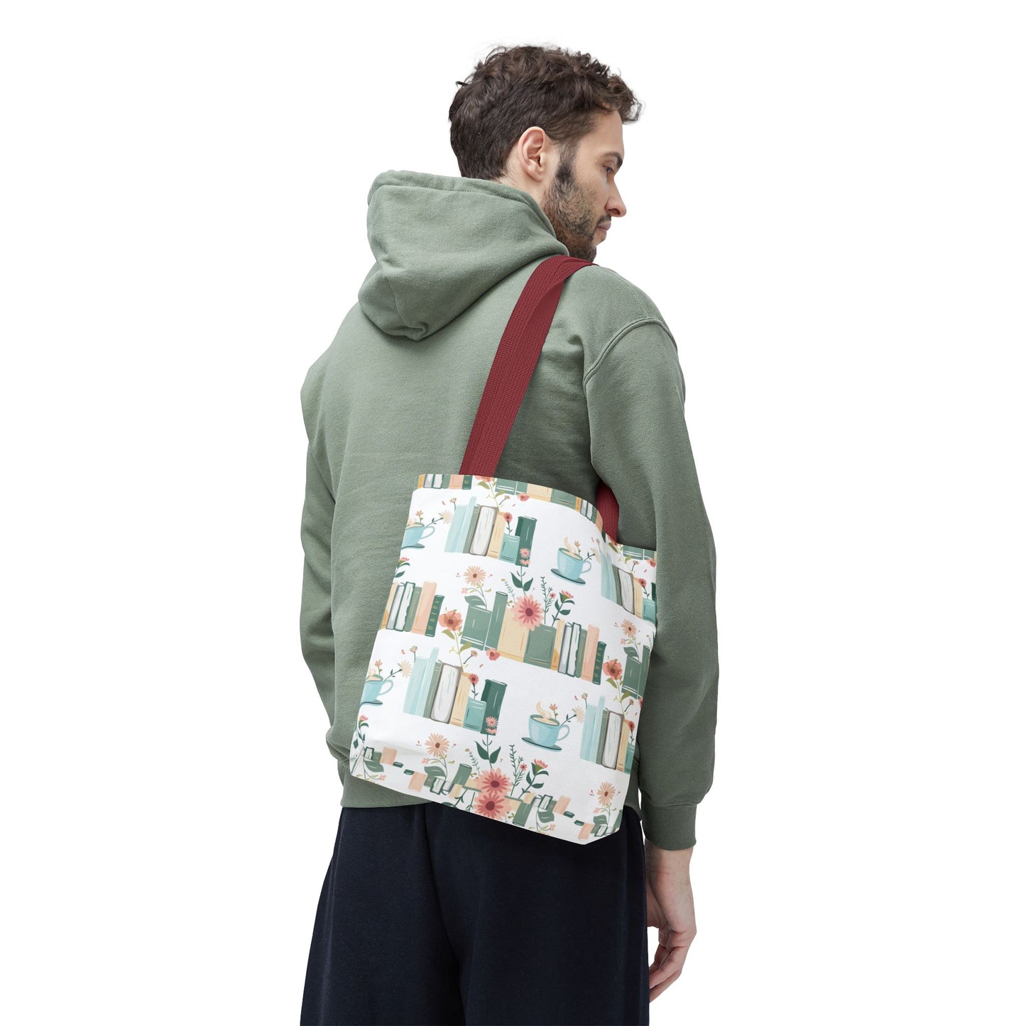 Book Lovers Floral Tote Bag, Eco-Friendly Shopping Bag, Library Tote, Gift for Readers, Canvas Handbag, Botanical Design