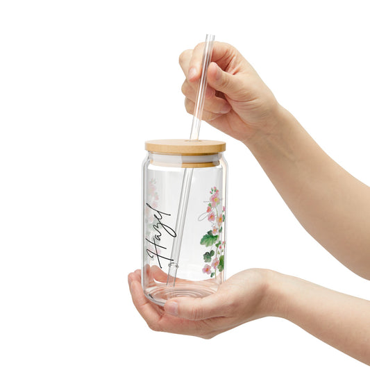 Floral Insulated Sipper Glass, Eco-Friendly Drinkware, Gift for Her, Summer Essentials, Stylish Water Bottle, Trending Home Decor
